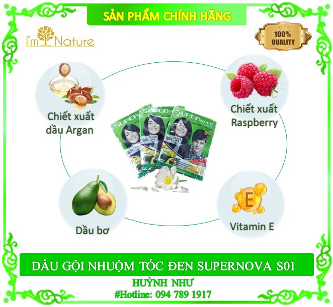 DẦU GỘI NHUỘM TÓC SUPERNOVA S01 (30ml) - GIÚP TÓC ĐEN - 1 GÓI