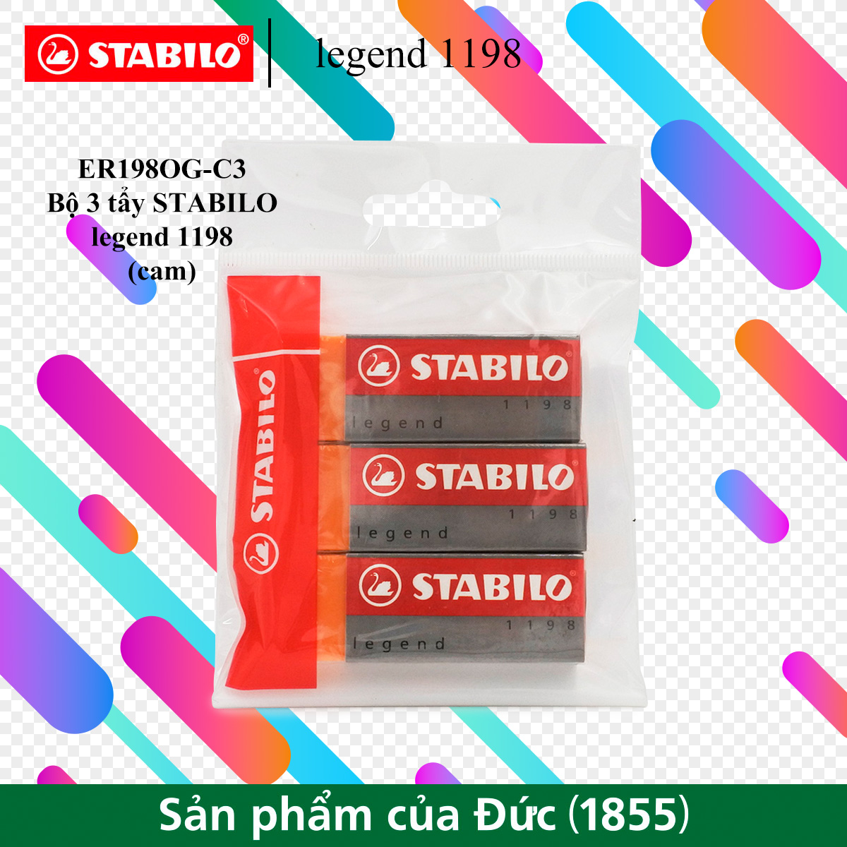 Bộ 3 tẩy STABILO Legend (nhiều màu) ER198-C3