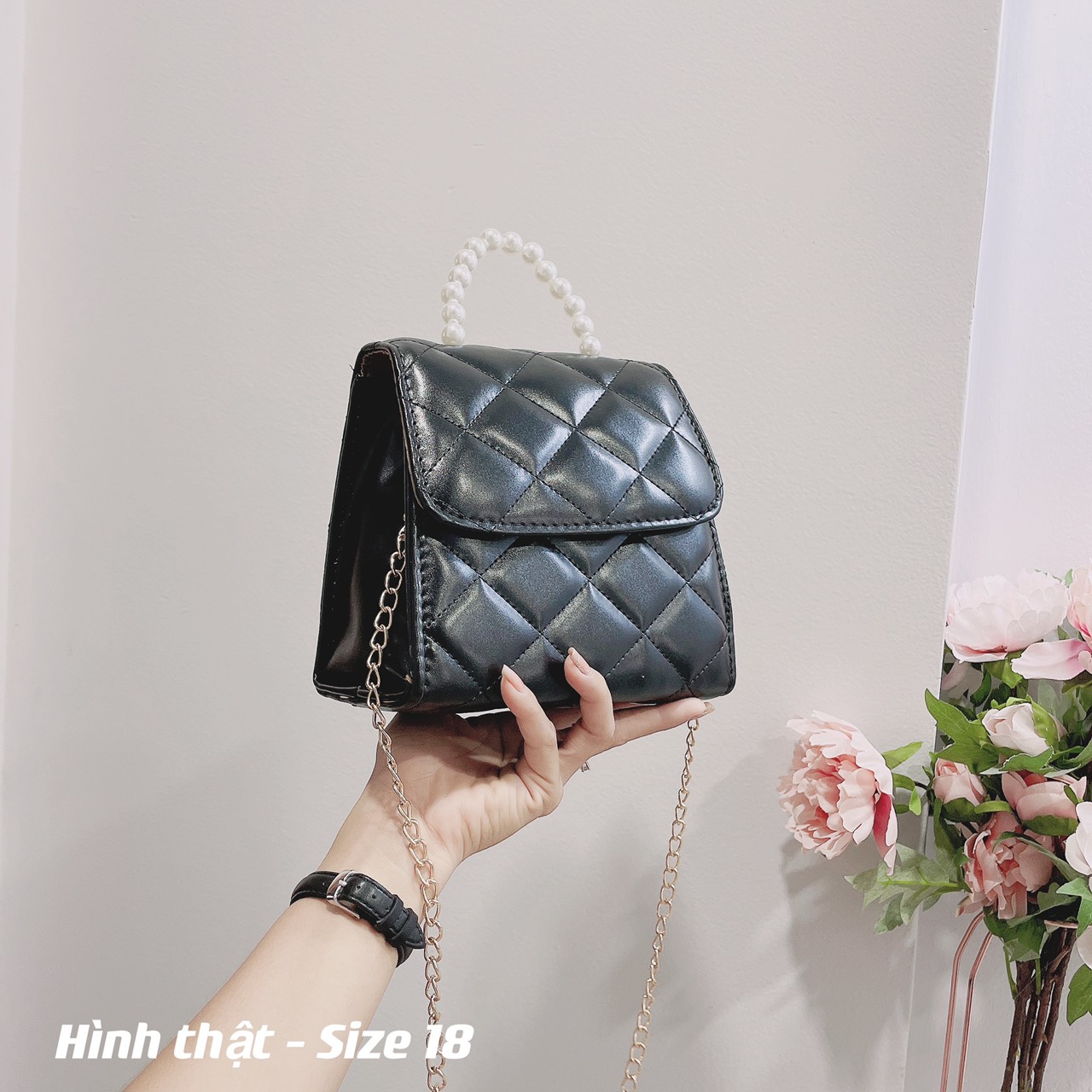 Túi đeo chéo  mini quai ngọc dễ thương CD06