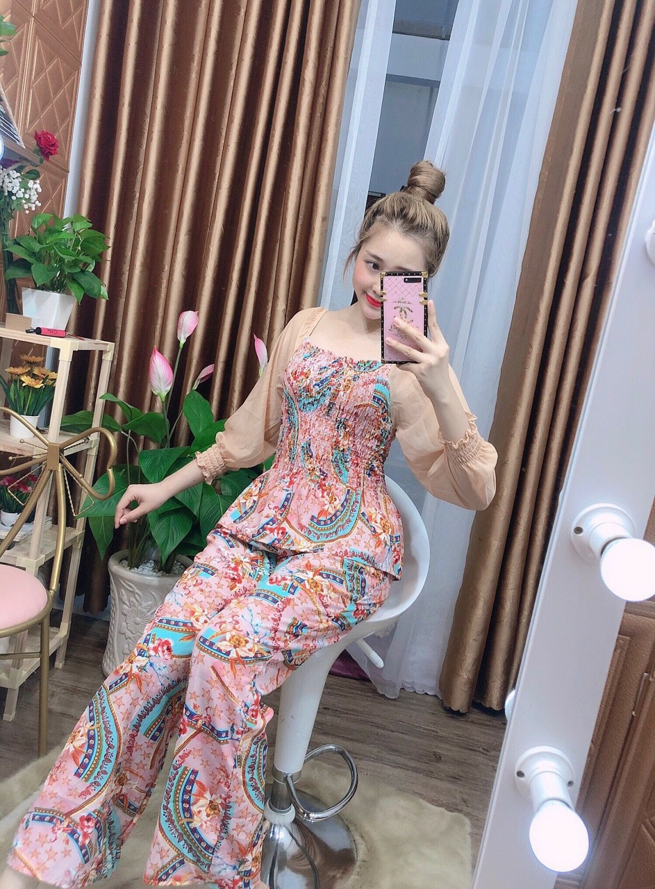 [HCM]set bộ thổ cẩm phối tay voan NEW