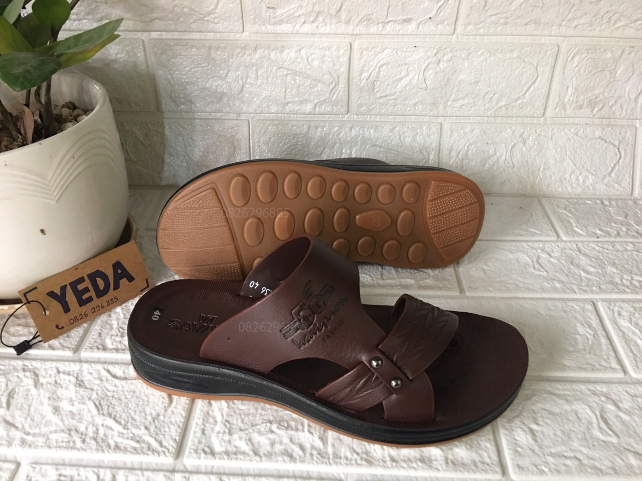 Giày Sandal nam da bò thật dép quai hậu nam da thật - DQH.236