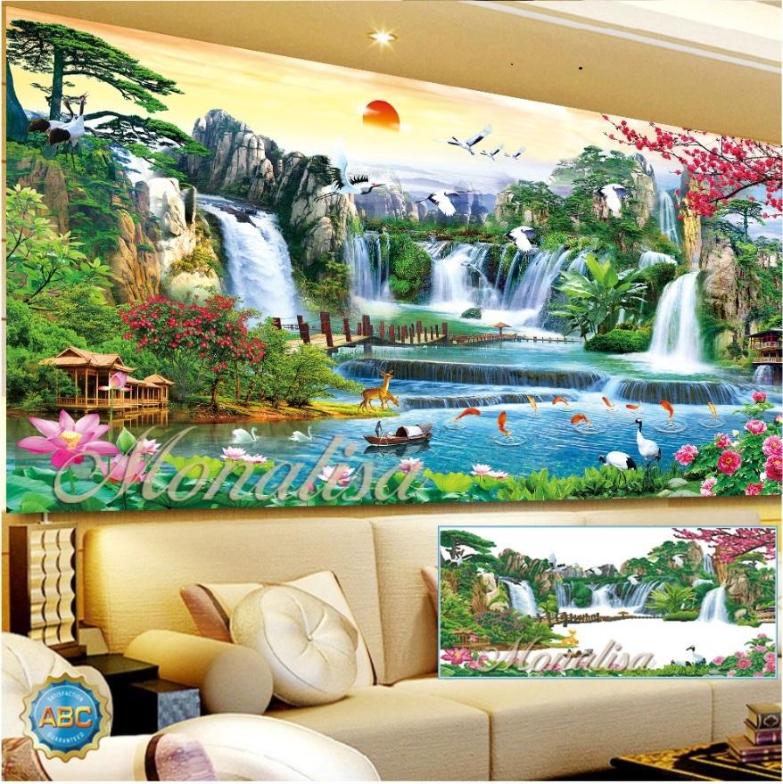 Tranh đính đá phong cảnh tuyệt đẹp 200x90cm