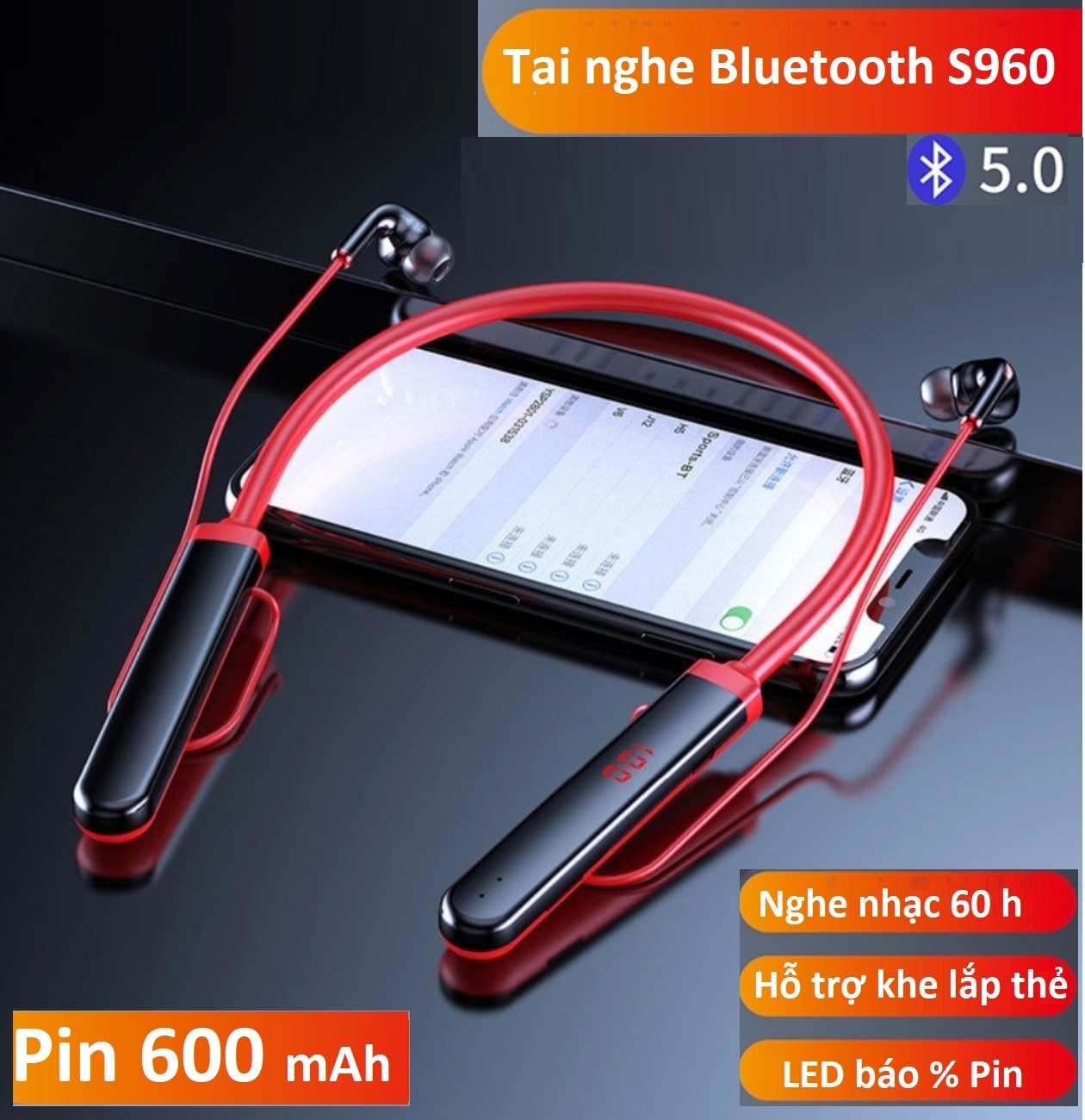 >> BÁO GIÁ TAI NGHE BLUTOOTH GYM 530. PIN 1000 MAH. NGHE NHẠC 100H,HỖ TRỢ KẾT NỐI THẺ NHỚ NGOÀI. ÂM THAN 9D NGHE NHẠC ĐỈN | Shopee Lazada Sendo Tiki mới nhất 100 Tai Nghe Bluetooth không dây 5.0 Pin khủng 600mAh, nghe nhạc và đàm thoại từ 30h đến 60h. Phiên bản Sports-BT S960,hỗ trợ LED báo % pin, hỗ trợ khe lắp thẻ nhớ TF lên đến 32G.