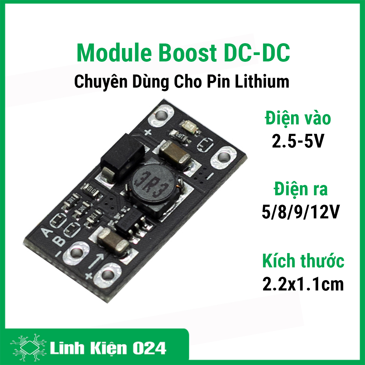 Module Boost DC-DC ghim điện áp ra 5V/8V/9V/12V chuyên dùng cho pin lithium