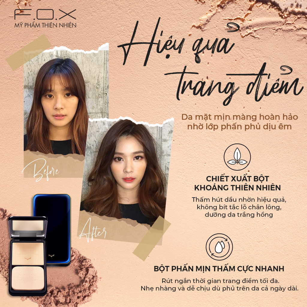 Phấn Nén Dưỡng Ẩm, Kiềm Dầu FOX Double Function Compact  12g - FOX Mỹ phẩm thiên nhiên
