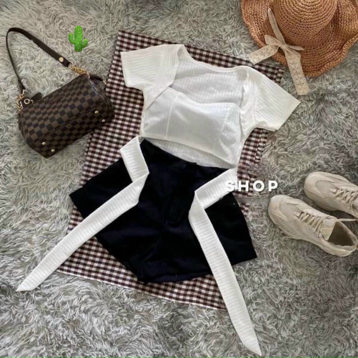 ÁO THUN NỮ ÁO THUN NỮ CROPTOP CỔ VUÔNG ÁO THUN TAY NGẮN ÁO THUN CỘT DÂY NƠ EO FORM 45KG