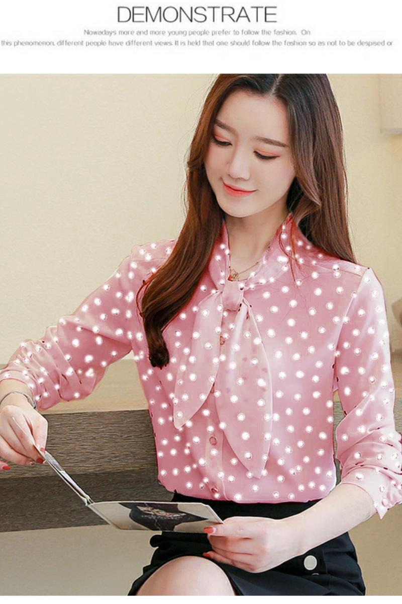 [HCM]ÁO THẮT NƠ CHẤM BI NANA Phong Cách Hàn Quốc Cực Hot
