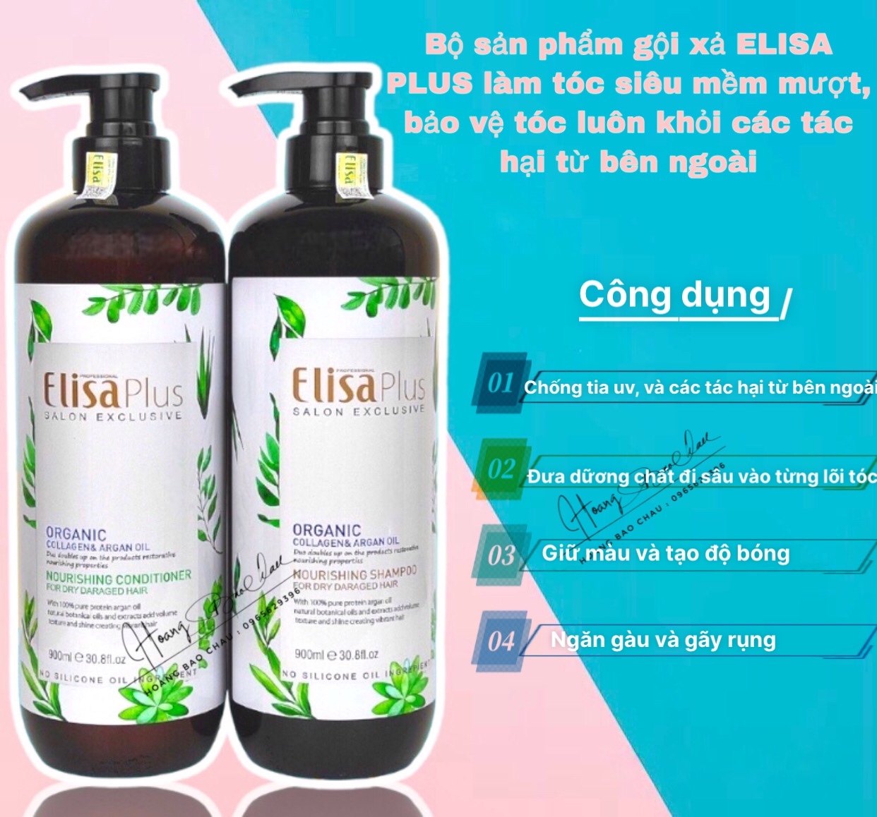 Elisa Plus Comprehensive Premium Hair Care Shampoo 900ml X 2