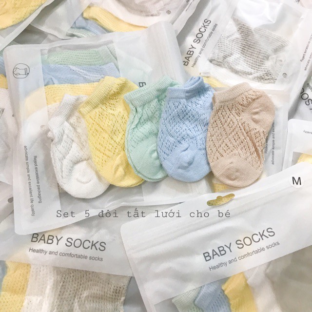 Set 5 đôi tất lưới cho bé thoáng mát