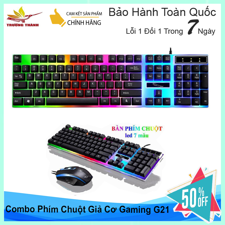Combo bàn phím giả cơ G21 + Chuột Gaming -  Bộ bàn phím giả cơ và chuột game dành cho game thủ G21 led đa màu