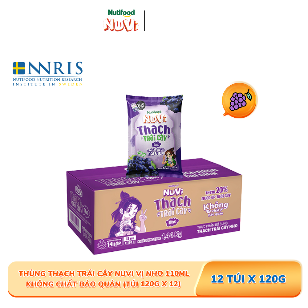 Thùng 24 Túi Thạch Trái Cây NuVi Vị Nho 110ml