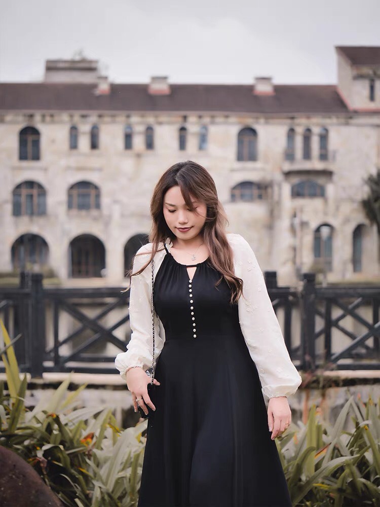 Đầm lụa phối tay dài bigsize thiết kế - G7523