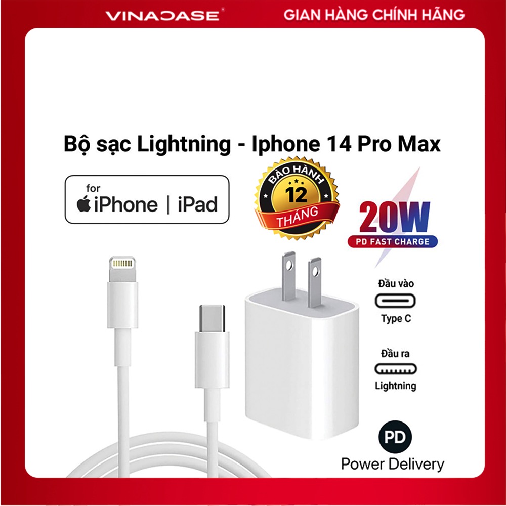 Bộ sạc nhanh PD 20W (cóc sạc + cáp Type C)dành cho điện thoại Iphone.