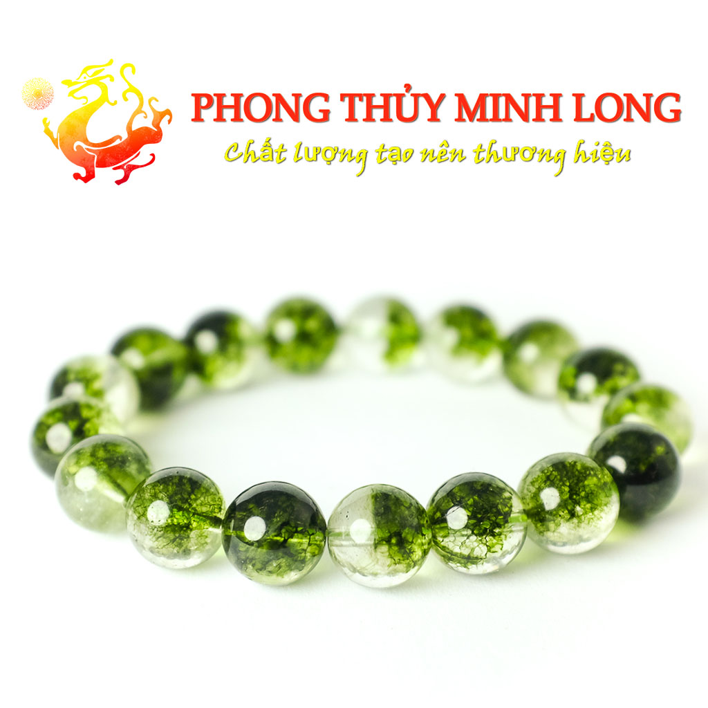 Vòng tay đá thạch anh Ưu Linh Xanh Lá cao cấp chất lượng 5A hợp mệnh Mộc và mệnh Hỏa