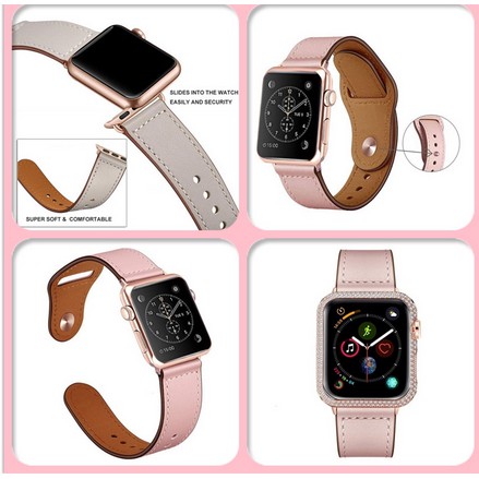Dây đồng hồ Watch bằng da Leather Strap dùng cho 1 size 38/40mm và 42/44mm