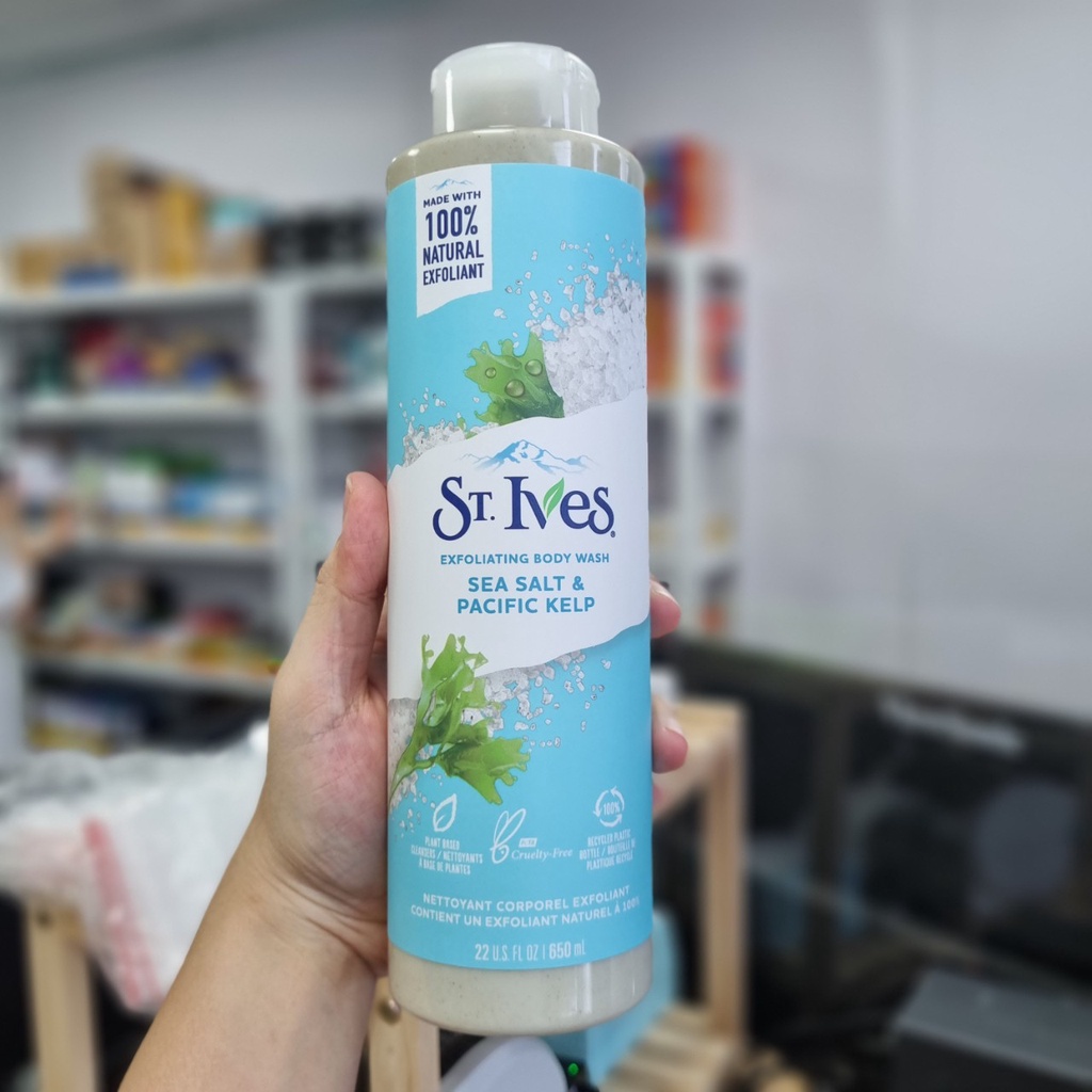 Stives body wash sea salt & pacific kelp 650ml sea salt/lemon orange/rose/oat st ives