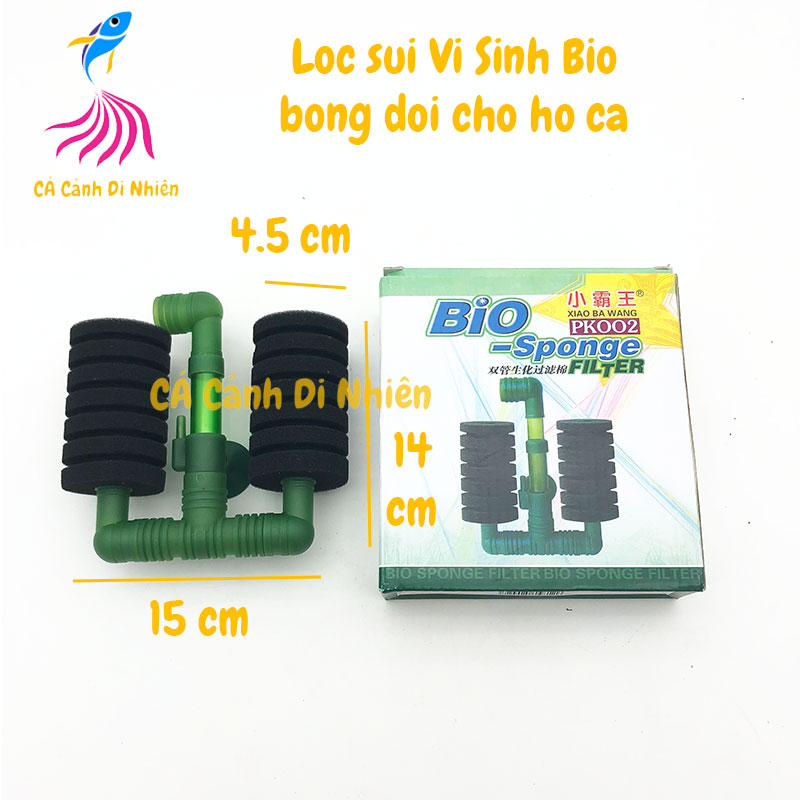 Lọc sủi vi sinh Bio-Sponge PK002 bông đôi cho hồ cá cảnh