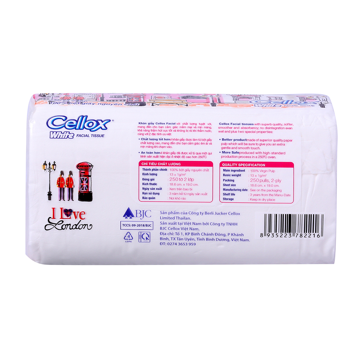 Khăn Giấy Cellox White Softpack 2 Lớp Gói 250 Tờ