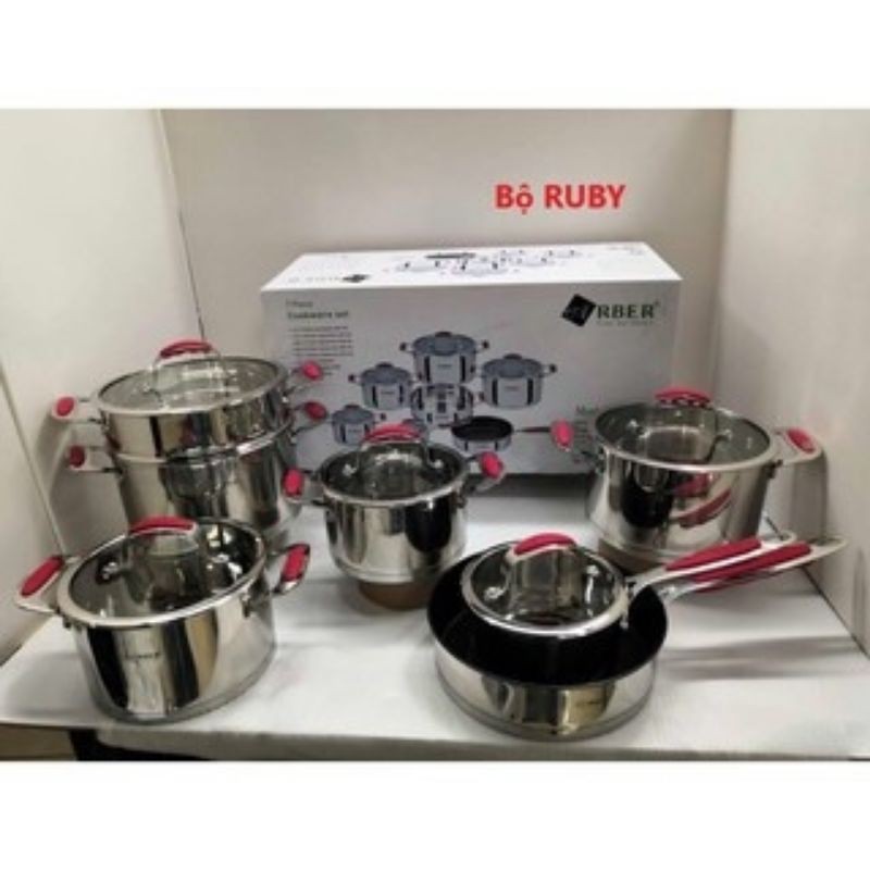 [Chính Hãng] Bộ Nồi Từ Cao Cấp Arber Ruby 7 Món Inox 304