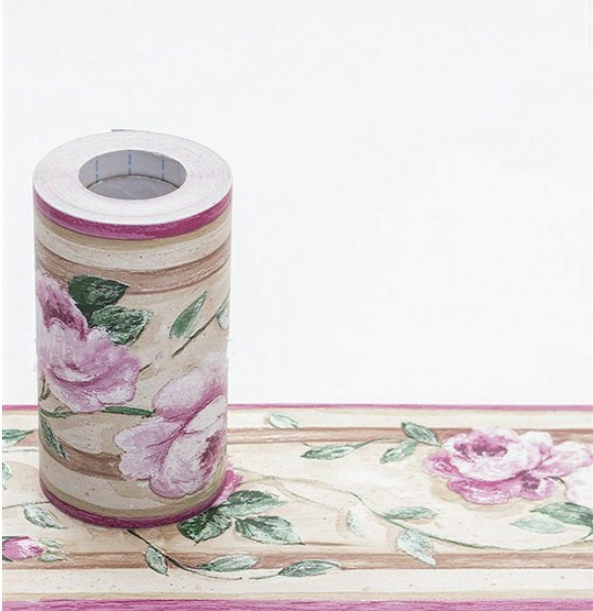 Cuộn 10m x 10cm len dán viền tường đóa hồng