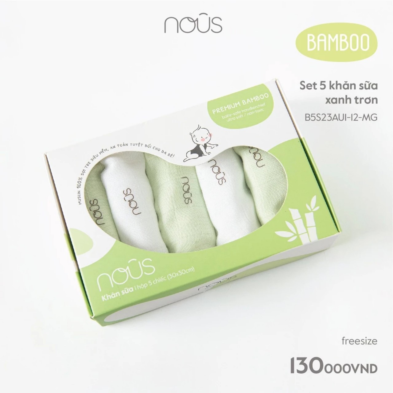 Khăn sữa sợi tre nous bamboo mềm mịn