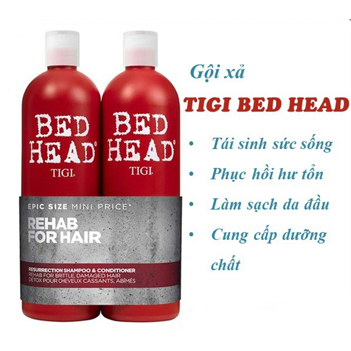 Combo Dầu gội - xả TIGI đỏ-phục hồi tóc hư tổn