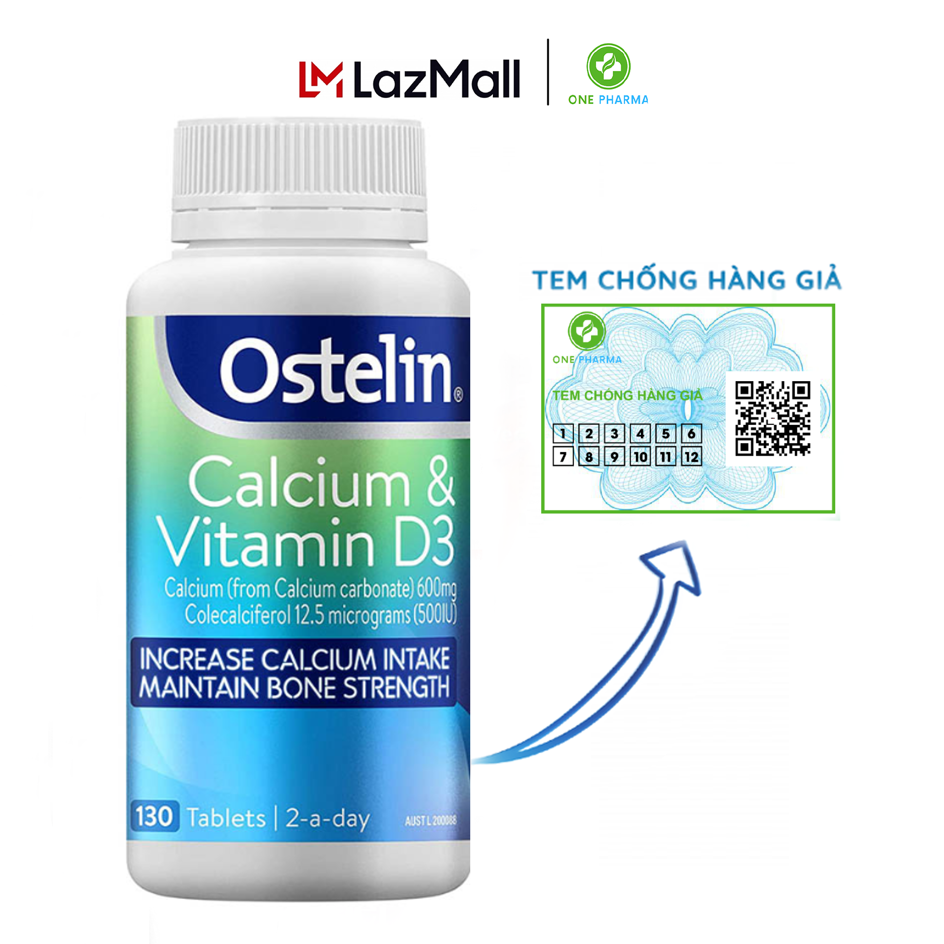 Viên uống bổ sung vitamin D & Calcium Ostelin 130 viên của Úc