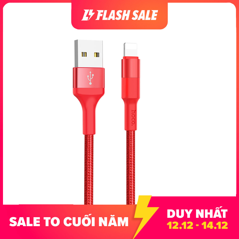 Cáp sạc Lightning Hoco X26,dành cho iPhone XS max, iPhone 11, iPhone 11 Pro Max ( Sạc nhanh 2A MAX, dây sạc bọc dù chống rối )