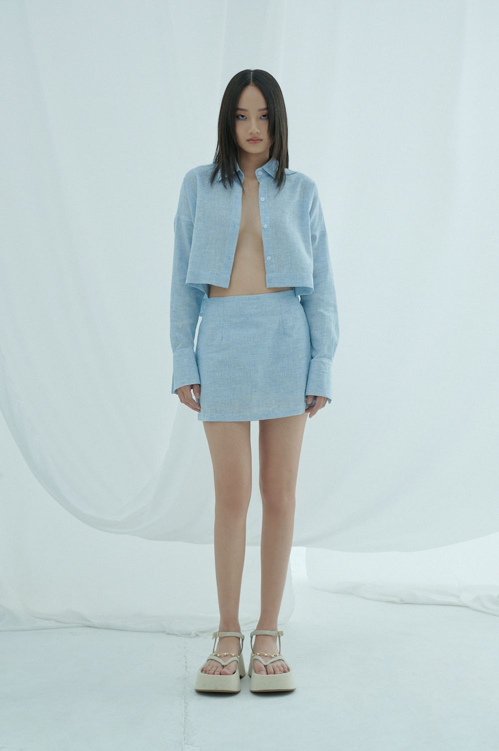 [ LAZXuhuong05 giảm 70K /499K] Set sơmi croptop vải Linen CHEN - Good trip set