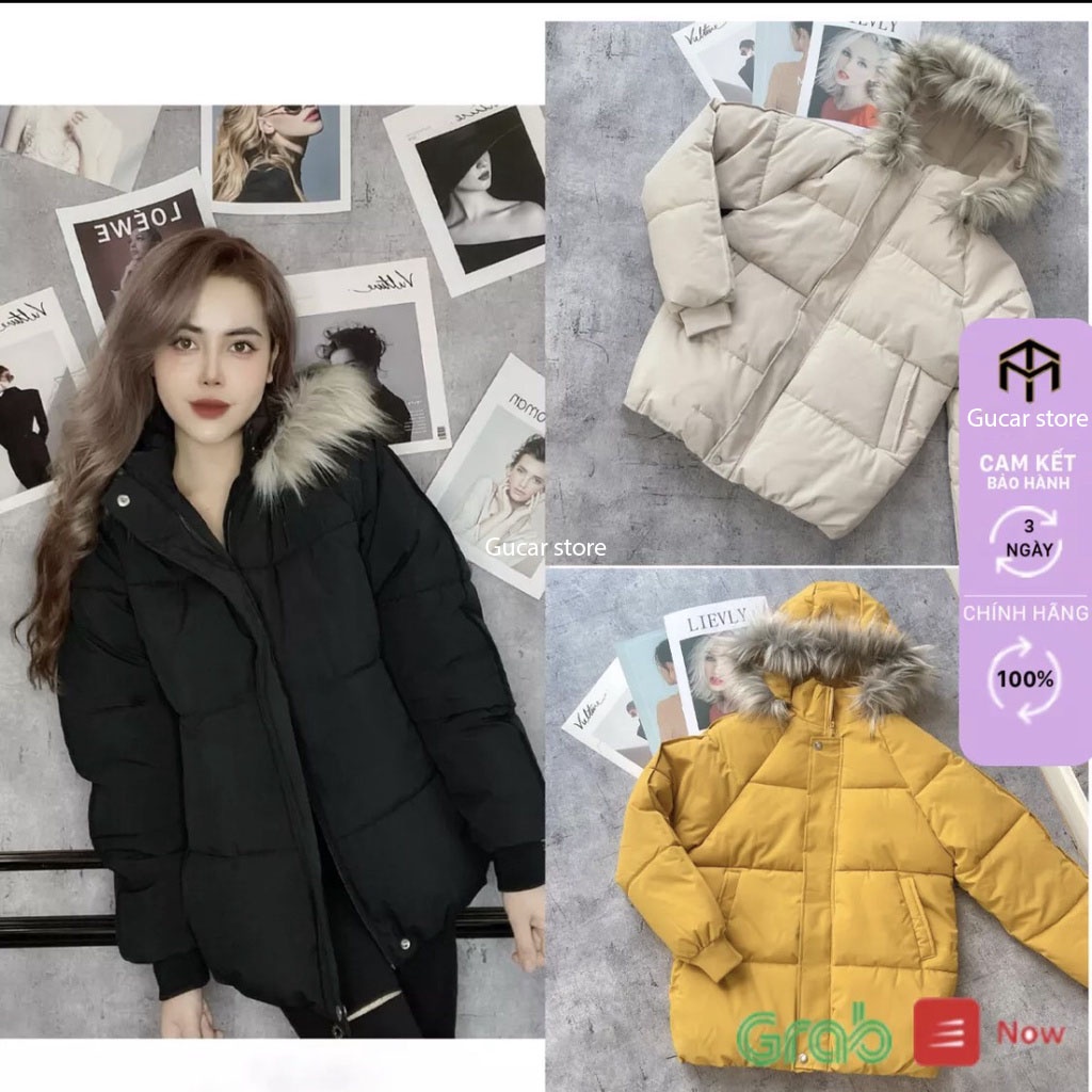 Áo phao béo dày 3 lơp có mũ lông siêu ấm áp