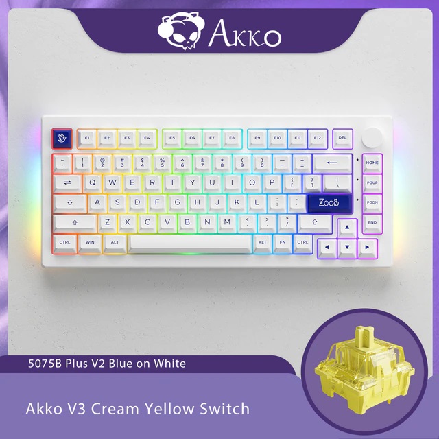 Akko blue on white 5075b plus mechanical keyboard