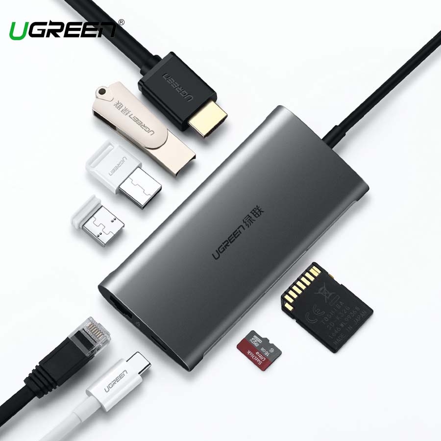 HUB USB-C sang HDMI/Ethernet/USB 3.0/Card SD/TF Ugreen 50538