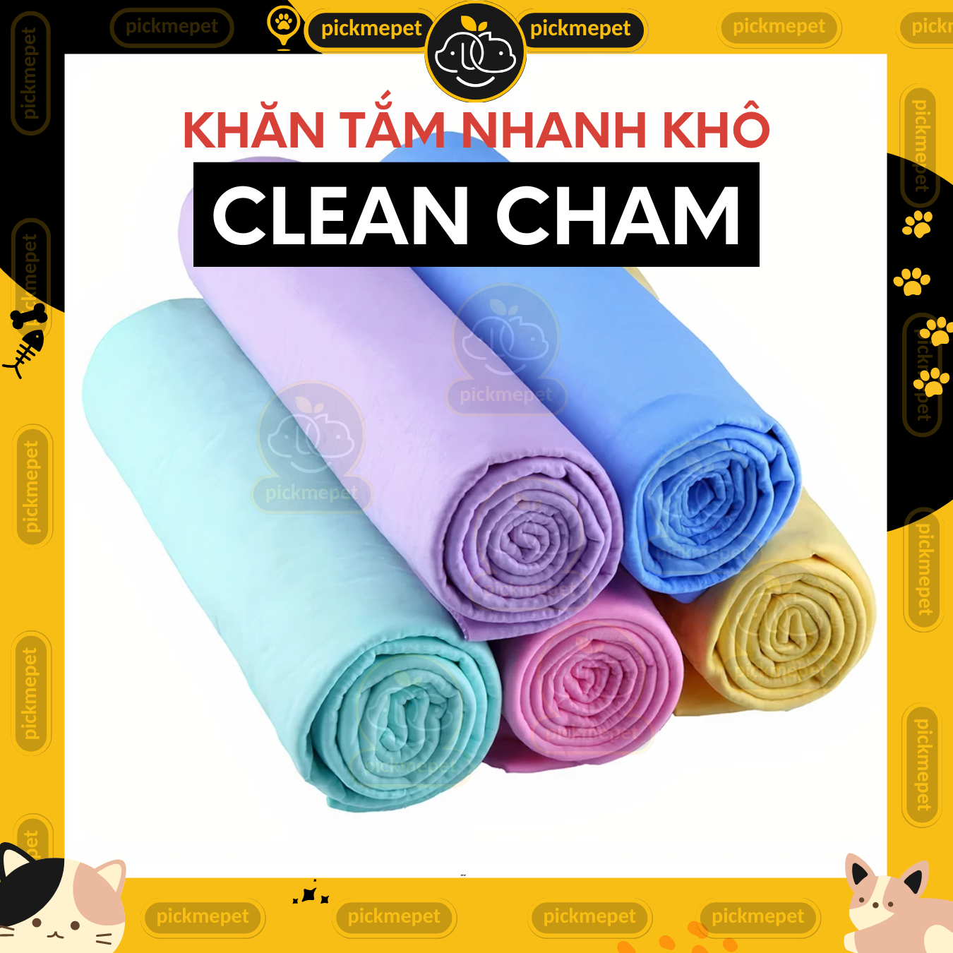 Khăn Tắm CLEAN CHAM CleanCham - Siêu Thấm Hút Dành Cho Chó Mèo