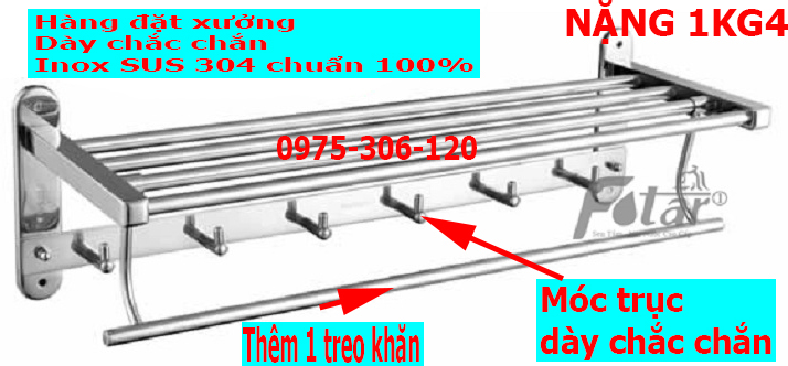 LOẠI 1 MÓC TRỤC DÀYThanh treo khăn, máng khăn tắm inox 304 MKT3 treo nhà tắm, hàng đặt xưởng thanh dày chắc chắn