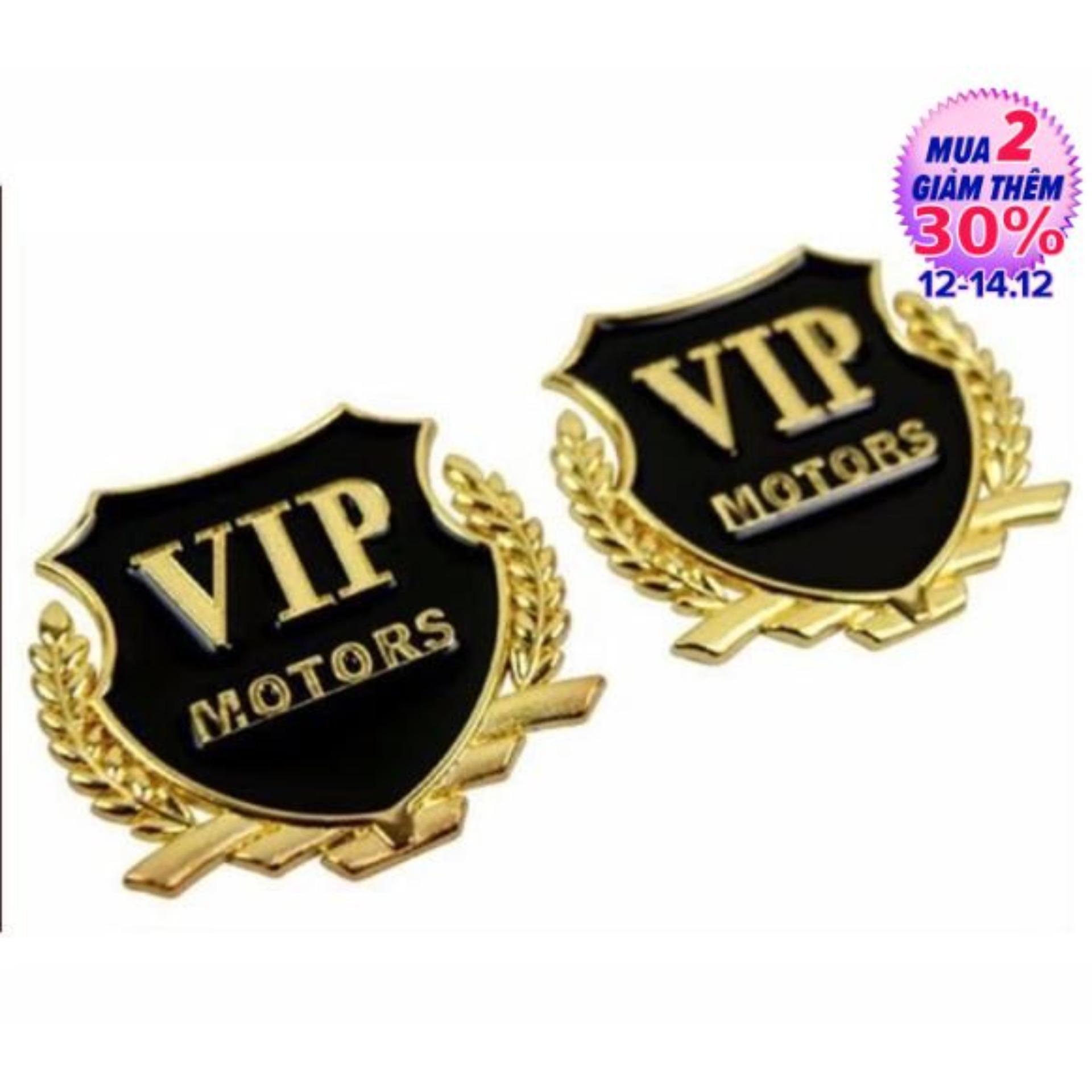 Logo VIP Motors kim loại dán ô tô xe máy