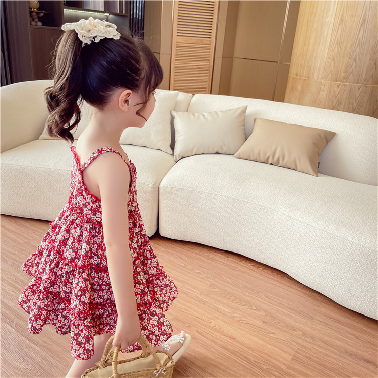 Váy Hoa đỏ  hai dây nhí Cute