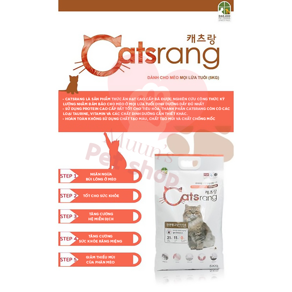 Thức ăn hạt CATSRANG 5kg - Hạt khô cho mèo mọi lứa tuổi