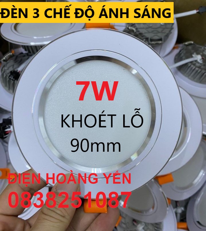 [HCM]Bộ 10 đèn led âm trần viền bạc 7w 3 CHẾ ĐỘ
