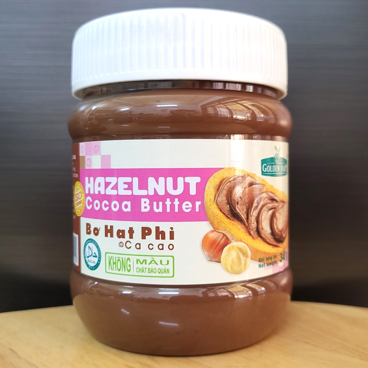 Golden farm - hộp 340g - bơ hạt phỉ ca cao / hazelnut cocoa butter