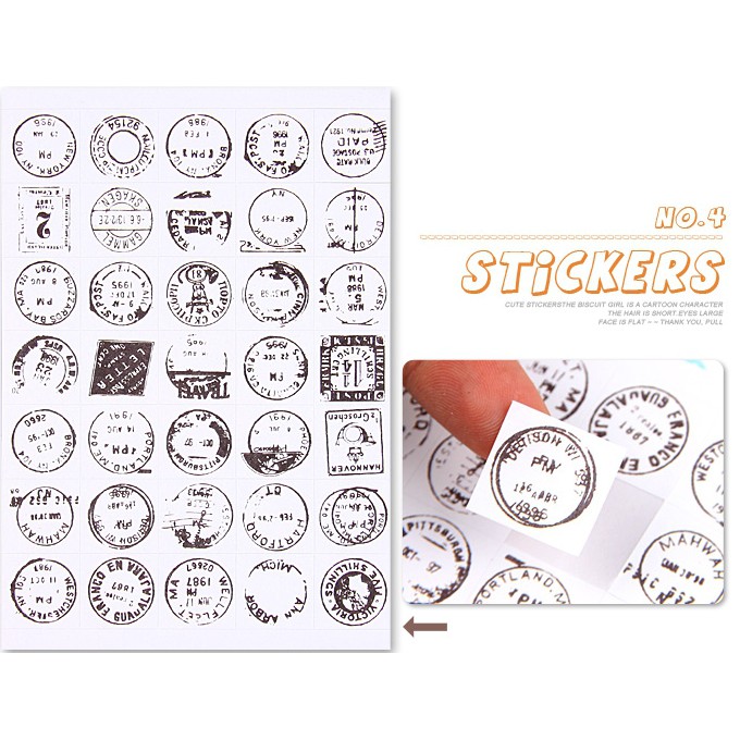 [HCM]Bộ 6 tấm sticker trang trí vintage