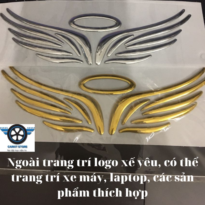 Tem,decan dán trang trí logo xe hơi,Đôi Cánh Thiên Thần 3D