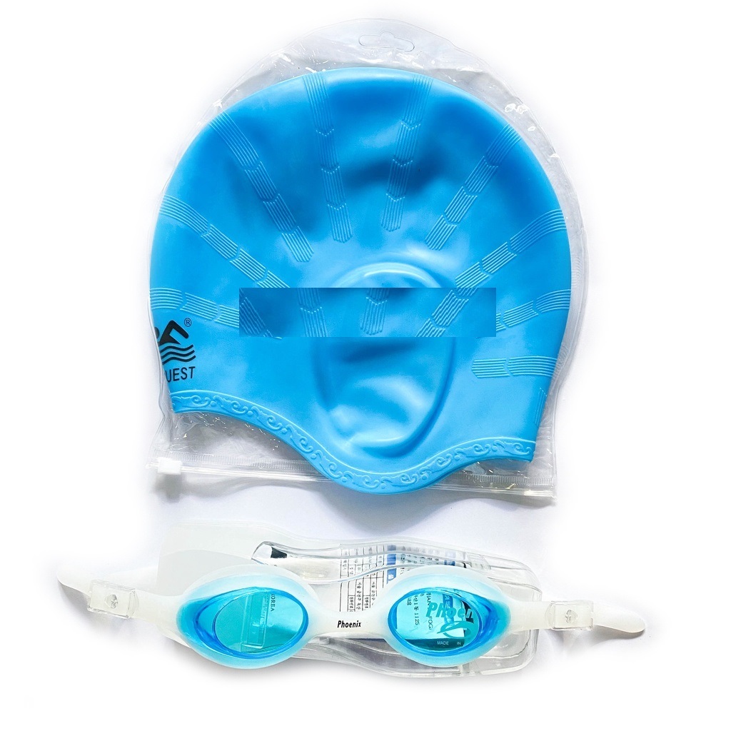Combo kính bơi phoenixx 207 hàn quốc và nón bơi chùm tai