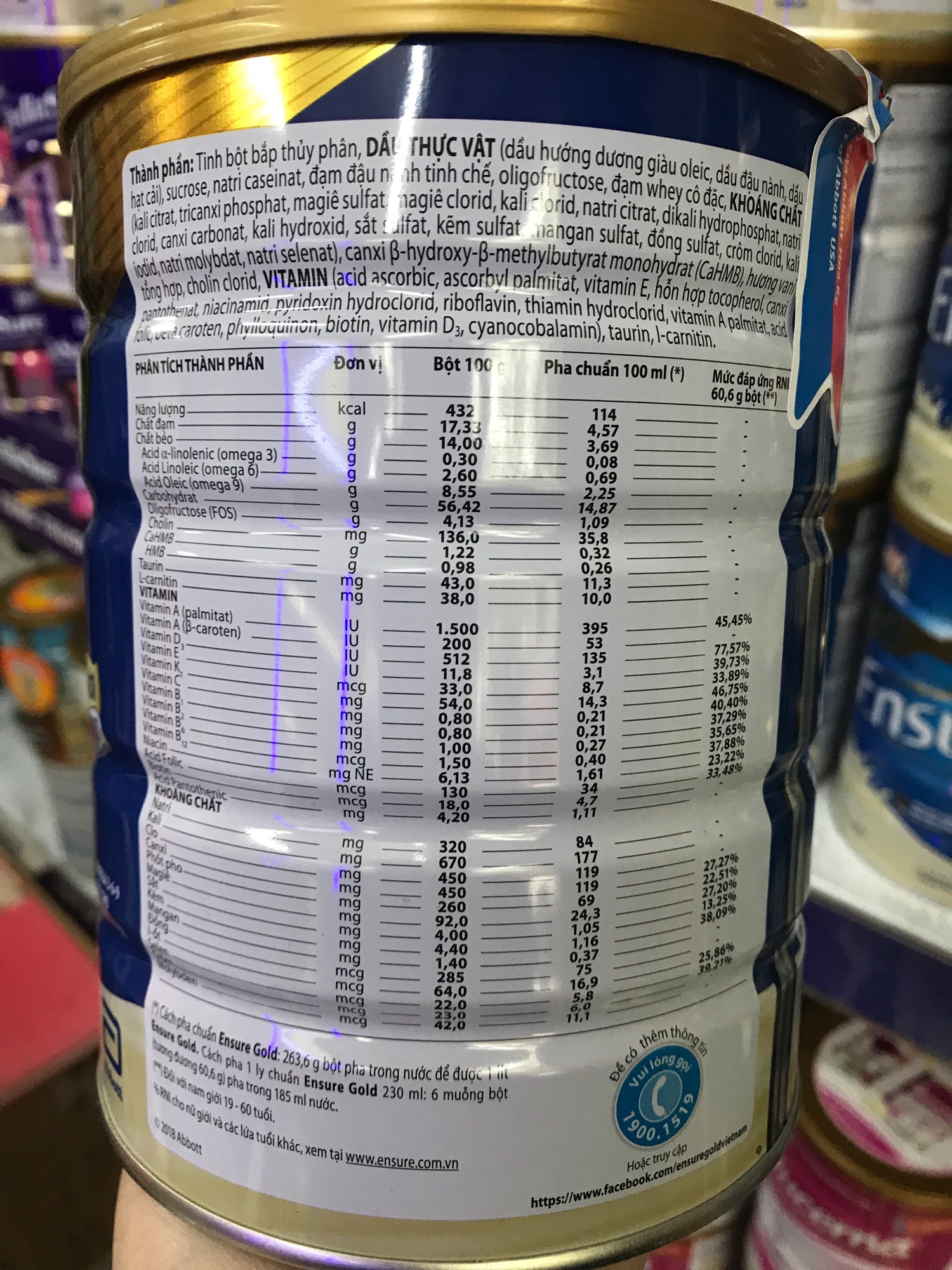 Sữa bột Ensure gold 850g