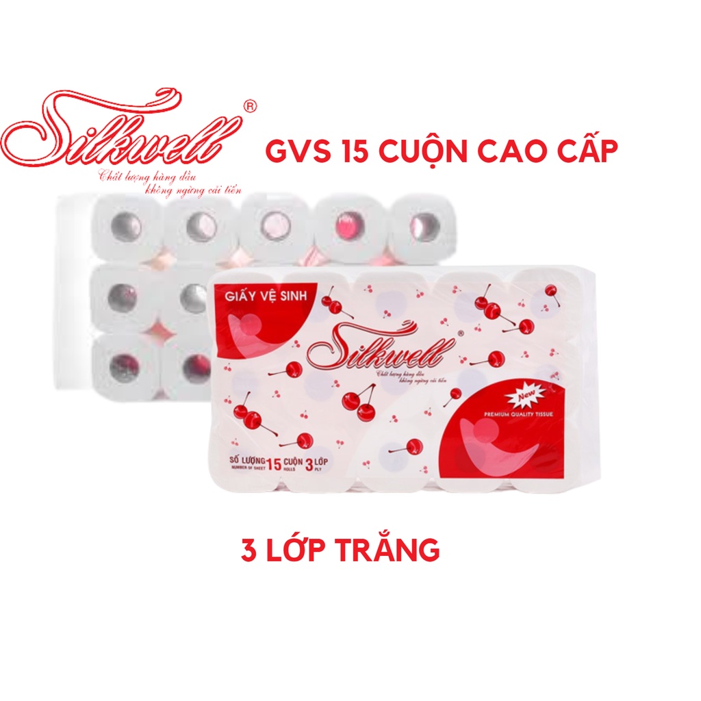 Giấy vệ sinh cao cấp 3 lớp Silkwell 15 cuộn