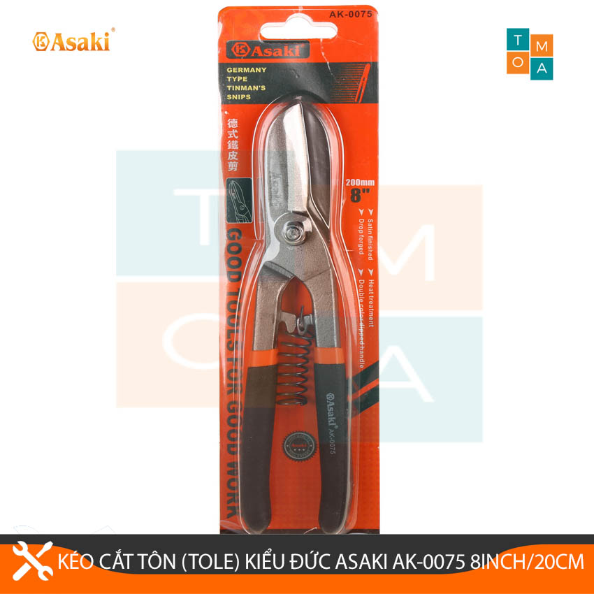 Kéo Cắt Tôn (Tole) Kiểu Đức Asaki AK-0075 8inch/200mm