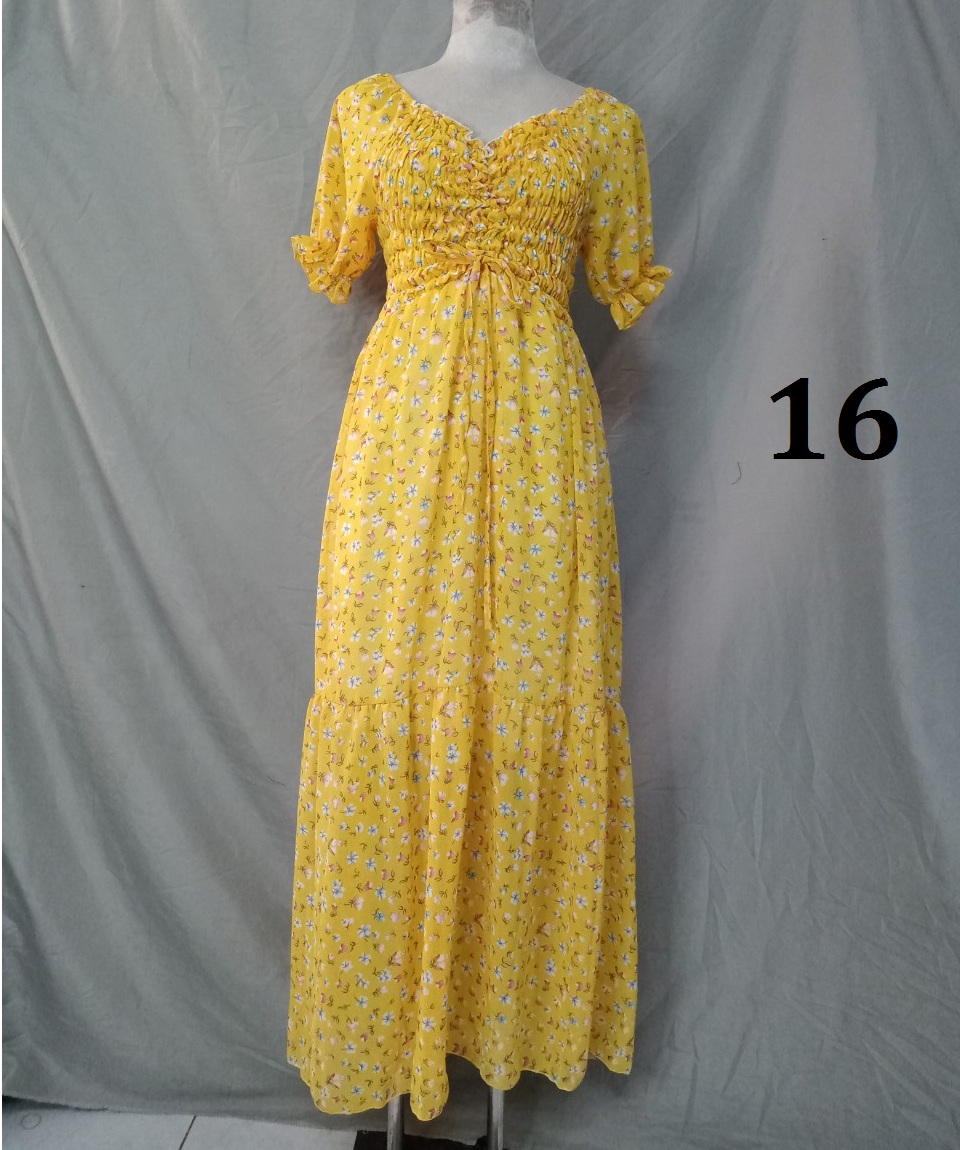 Đầm maxi voan rút ngực,đuôi cá