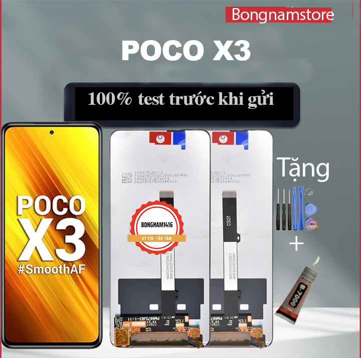 Màn hình xiaomi pocophone x3 / pocophone x3 pro / mi 10t lite / redmi note 9 pro tặng bộ sửa và keo dán b7000.
