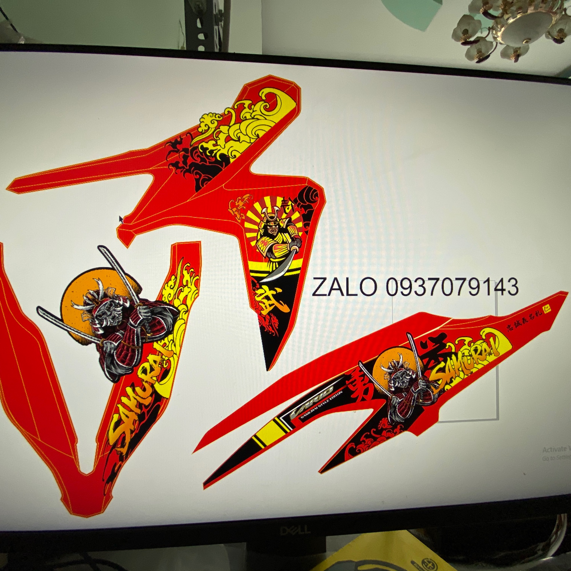 Tem rời Vario Samurai dán xe đỏ