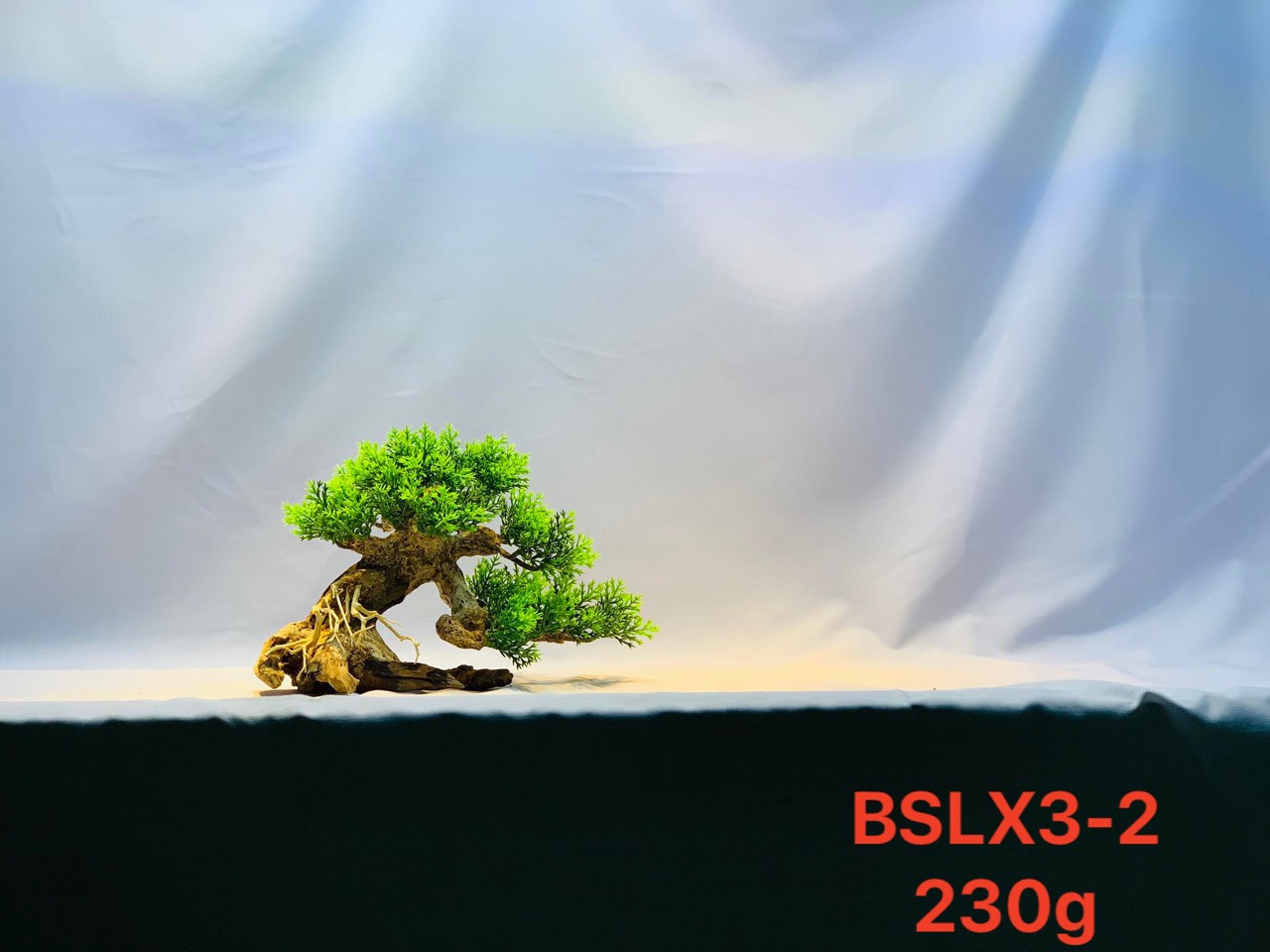 Gỗ lũa thủy sinh _ BSLX5 Driftwood bonsai_20 x25 (cm) _Cây gỗ lũa bonsai dáng đổ (Có 6 loại: Tán xương, tán gỗ, Bông Tùng xanh, Bông Tùng đỏ, Tùng Cam, Tùng màu kem)