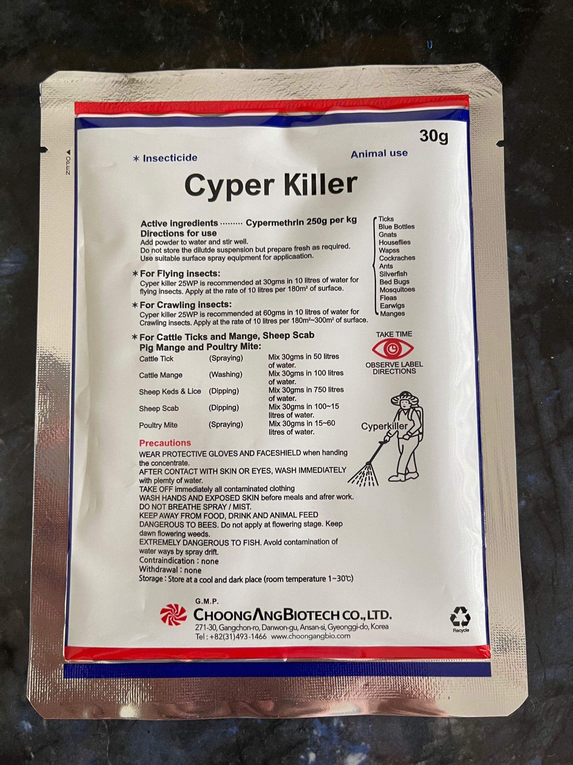 Thuốc diệt côn trùng siêu nhanh gián, kiến, muỗi cho gia đình  30g cyber killer  (made in Korea)